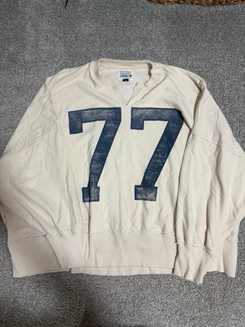 American Eagle Lived-In 77 Oversized Sweatshirt XXL Cream Navy
